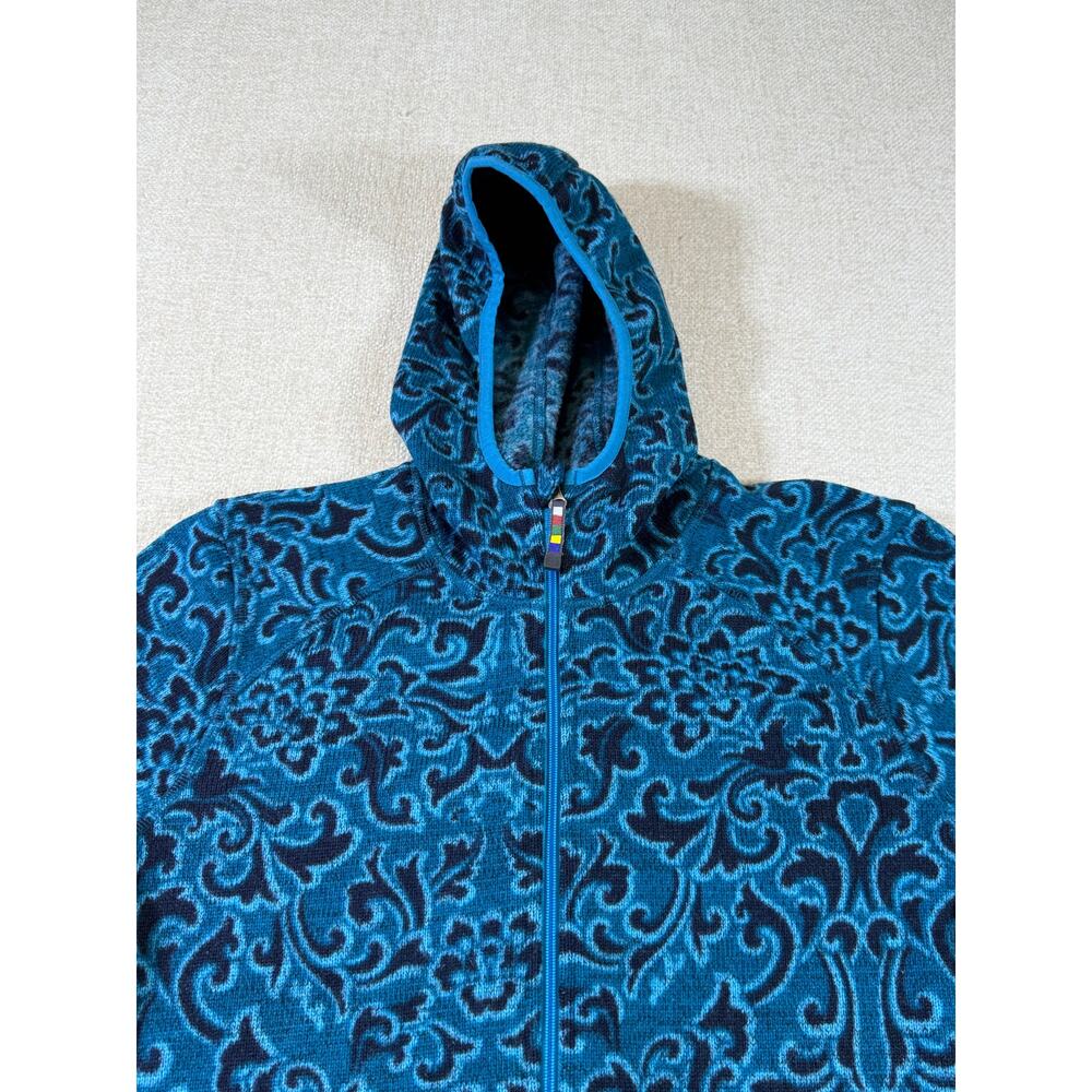 Sherpa Adventure Gear Women's Large Blue Black Hooded Zip Front Fleece Jacket - Picture 10 of 10